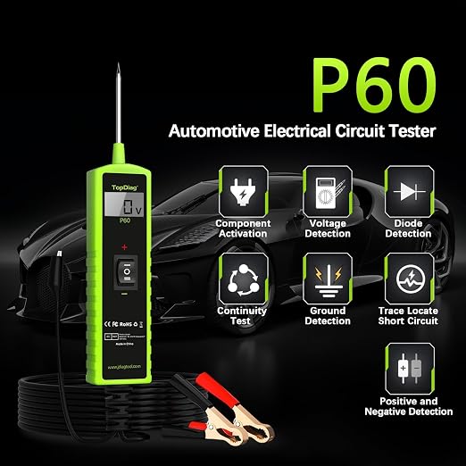 Test Light Automotive Electrical Tool, Topdiag P60 Car Circuit Tester, 12V 24V - Image 2