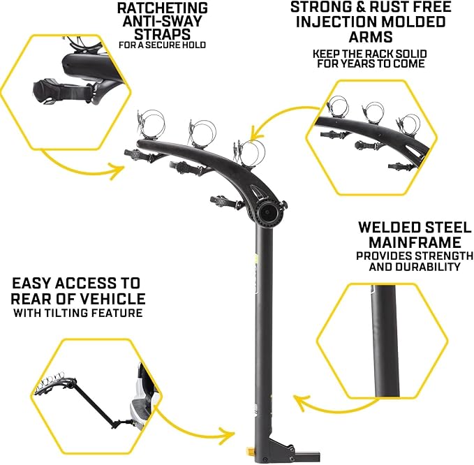 Saris Bones 3-Bike Hitch Rack Bicycle Carrier, - Image 6