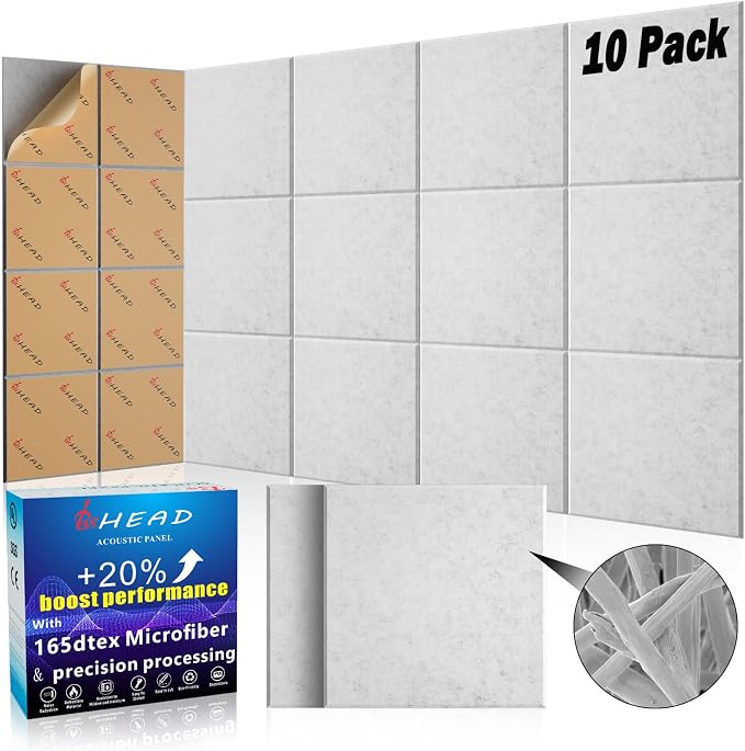 10 pcs 165dtex Microfiber Acoustic Panels ，Self-Adhesive Soundproof Wall Panels by Staytunedforournewproduct