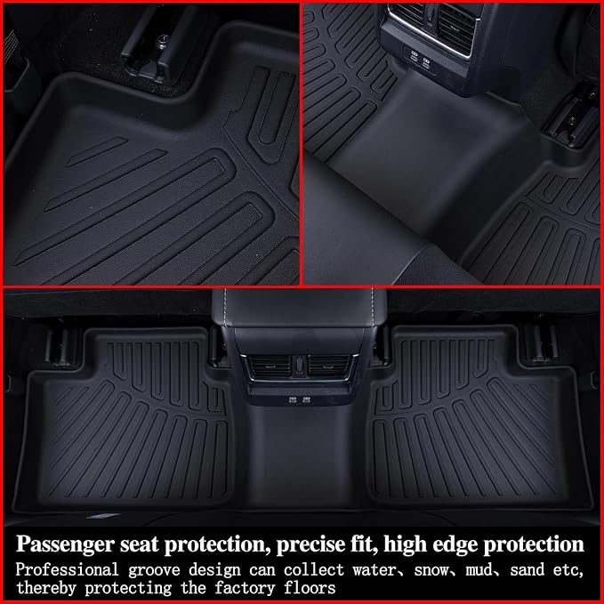 2 Rows Floor Mats for 2025 Nissan Armada 7 and 8 Passenger Models, TPE All - Image 5