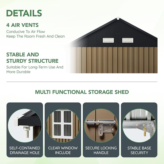 8X6FT Outdoor Steel Storage Shed - Image 3