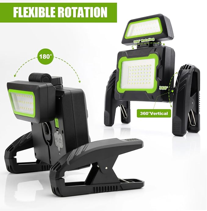Rechargeable Work Light with Clamp, 3000 Lumen Magnetic Work Light Battery - Image 4