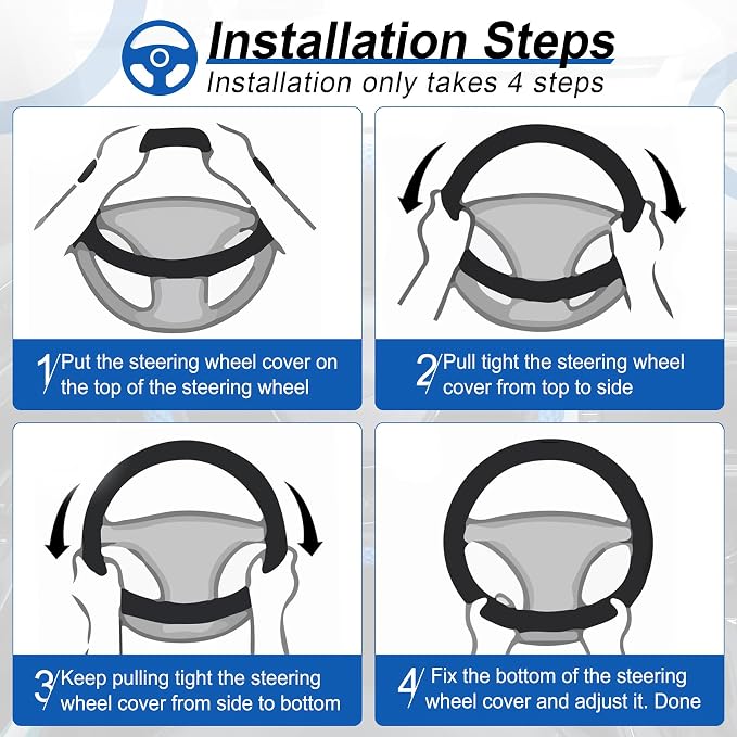 alpmosn Elastic Stretch Steering Wheel Cover, Universal Interior Accessories - Image 4