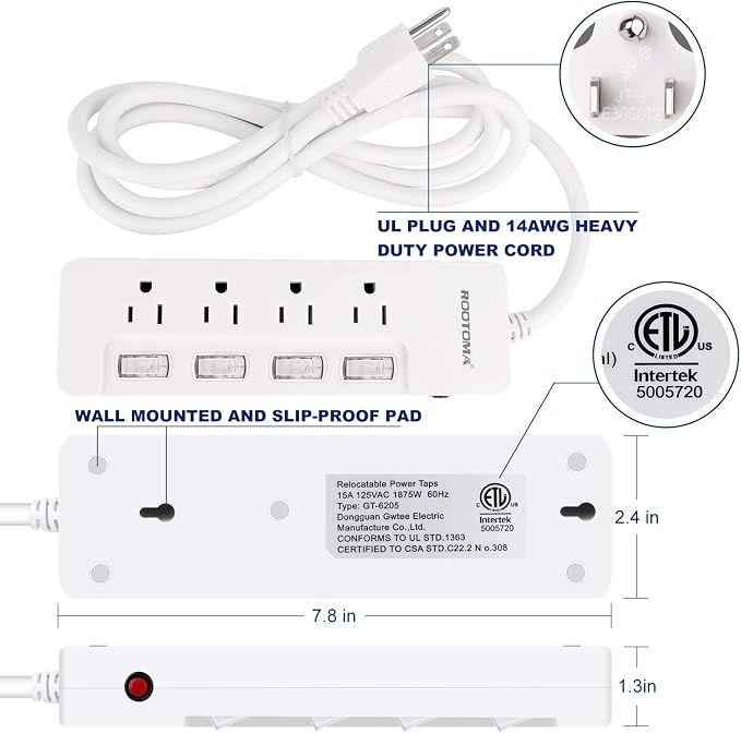 Appliance Extension Cord with Individual Switches on Off - 6 FT - Image 7