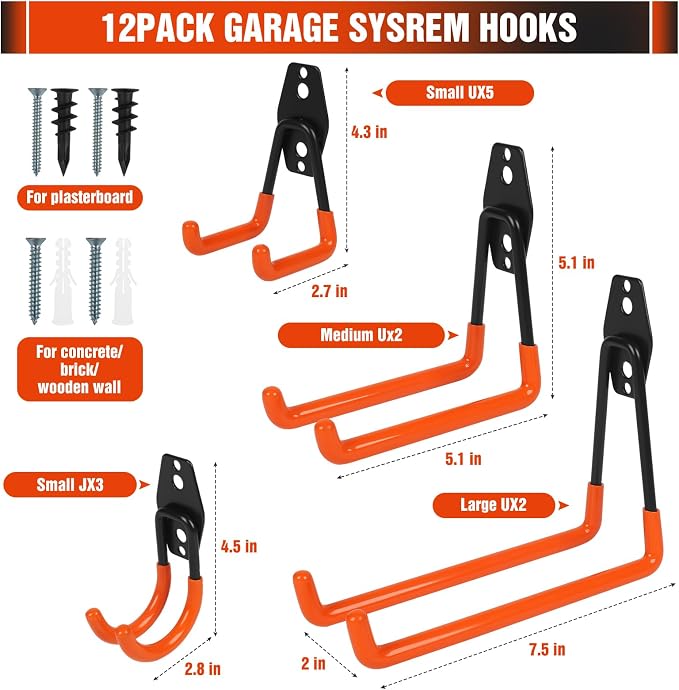 Garage Hooks Ladder Hooks for Hanging Heavy Duty Garage Organizer Wall Mount - Image 4