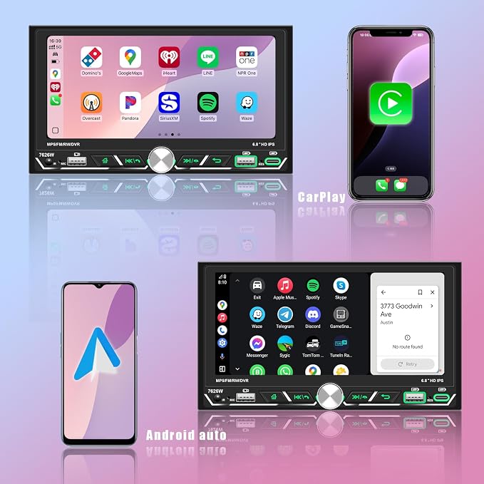 Wireless Apple CarPlay, Double Din Car Stereo, FM AM Car Radio, HD 1280*600 - Image 2