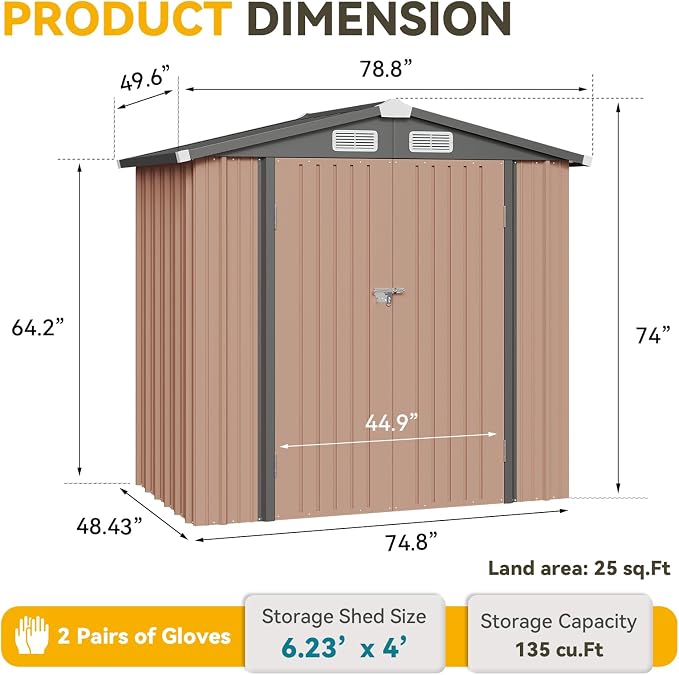 6x4 FT Outdoor Storage Shed - Image 2