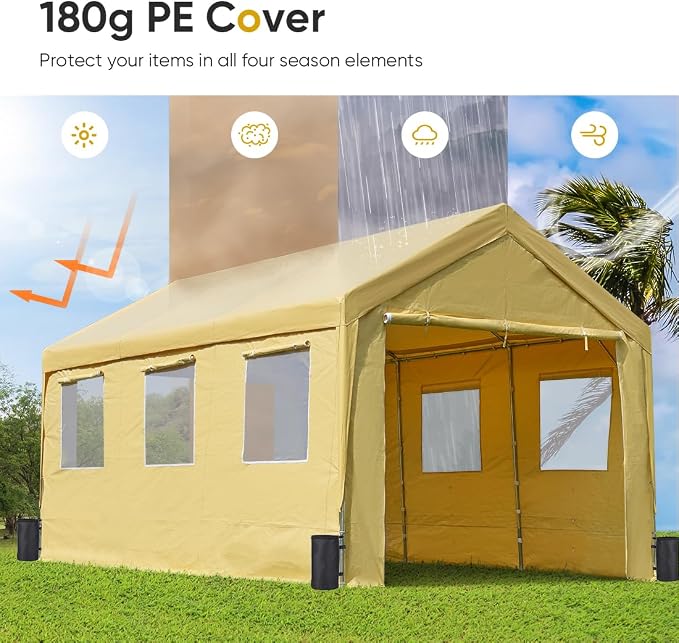 ADVANCE OUTDOOR 12x20 ft Car Canopy Garage Heavy Duty Carport Boat Shelter - Image 5