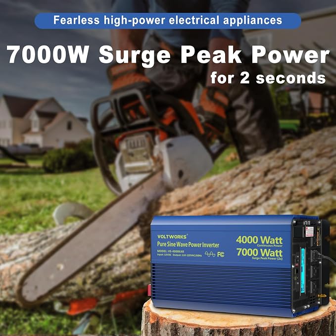 4000 Watt Inverter Pure Sine Wave Power Inverter 12V to 110V 120V AC, 7000W - Image 2