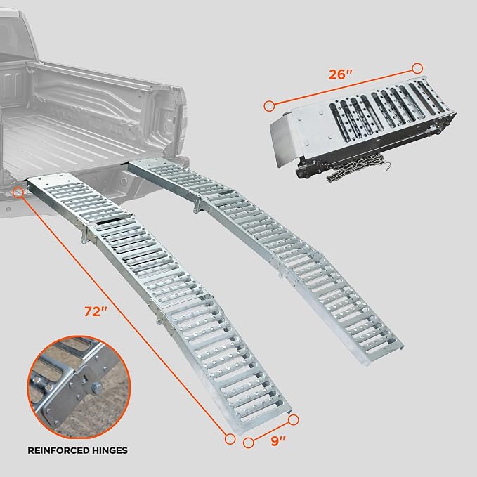 Rockland 72" x 9" Tri-Fold Steel Truck Ramps, 1000 LBS Capacity, Folding - Image 4
