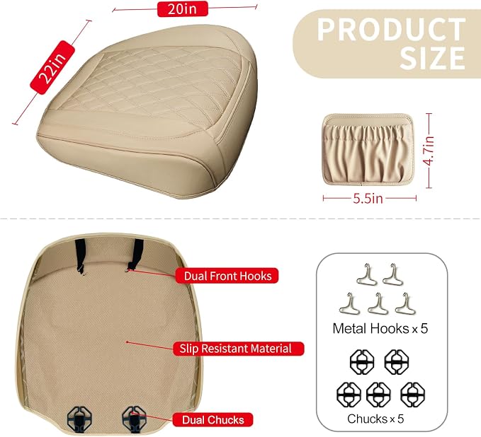 2 Pack Leather Front Car Seat Cover Bottom Car Seat, Anti-Slip and Full Wrap - Image 2