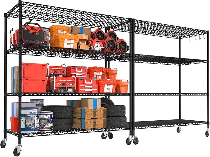 PrimeZone 2 Packs 55.5" W x 24" D x 80" H Heavy Duty Wire Storage Shelves by PrimeZone