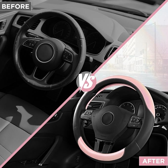 Road Comforts Steering Wheel Cover – Breathable Leather Steering Wheel Cover - Image 3