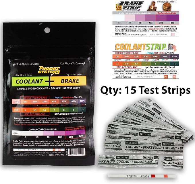 Phoenix Systems 8006-B Double-Ended Brake Fluid + Coolant Test Strips, 1 Pack - Image 2