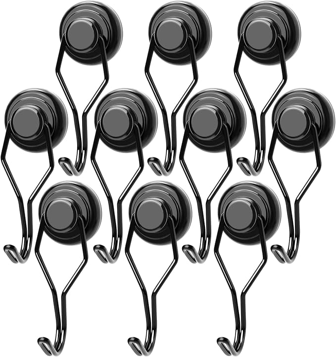 MIKEDE Black Magnetic Hooks Heavy Duty, 60 lb+ Strong Swivel Swing Neodymium by MIKEDE