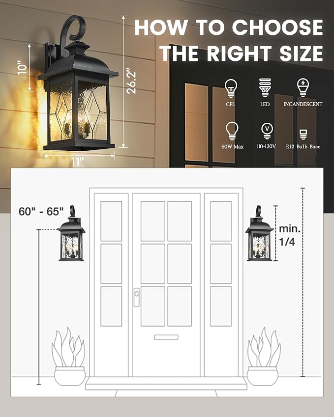 FEMILA 3-Light Outdoor Wall Light, Porch Light - Image 3