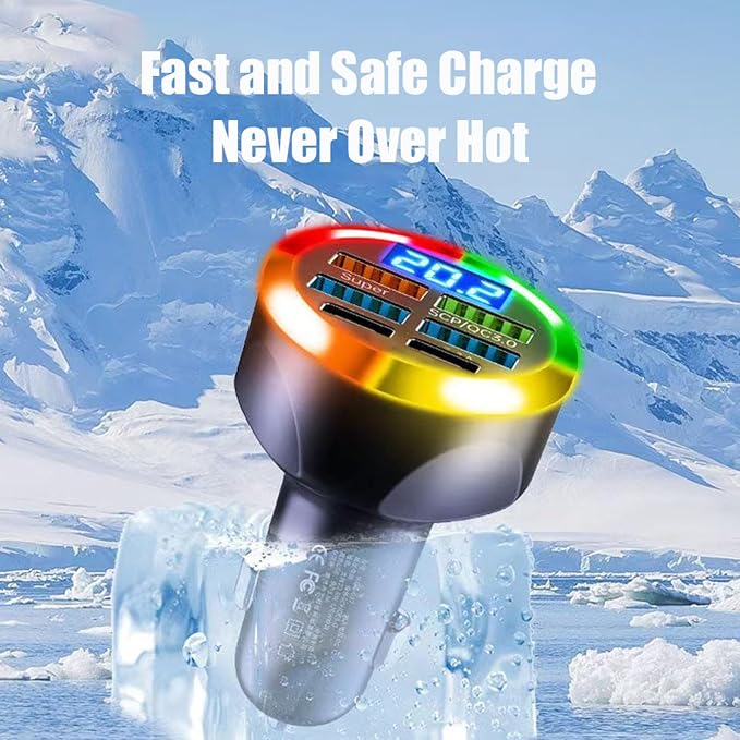 Super Fast Charge USB C Car Phone Charger Adapter 6 in 1 - Image 9