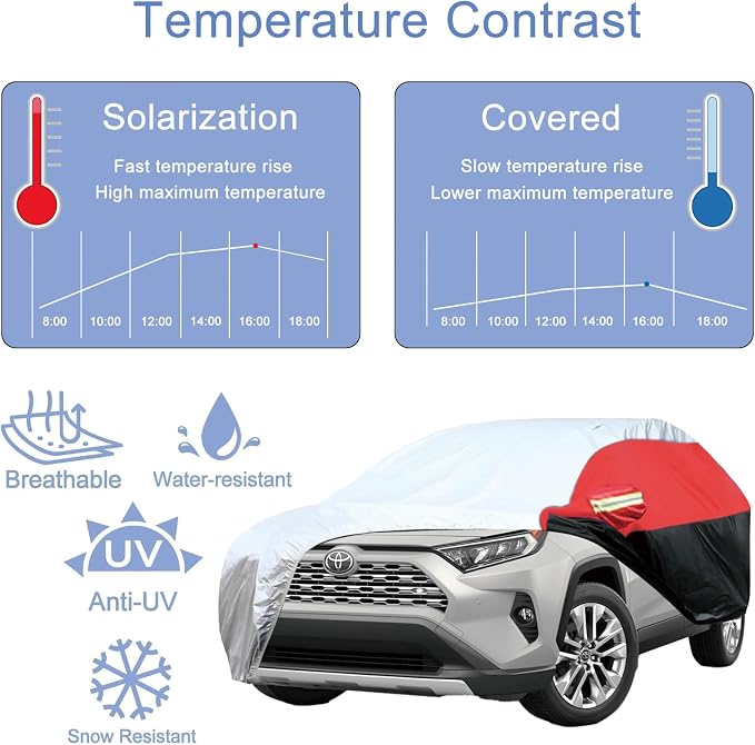 Car Cover for SUV Waterproof All Weather Snowproof UV Windproof Outdoor Full - Image 3