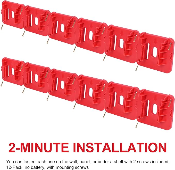 12 Pack Battery Holder for Milwaukee M18 18V Battery Mounts Dock Holder Fit for - Image 7