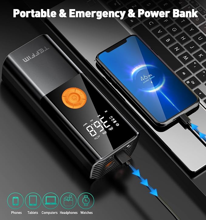 Tire Inflator Portable Air Compressor, 150PSI＆20000mAh Battery Air Pump - Image 7