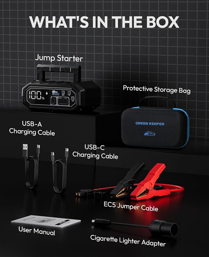 4000A Portable Car Jump Starter: 12V Battery Jumper Box Emergency Kits - Image 8
