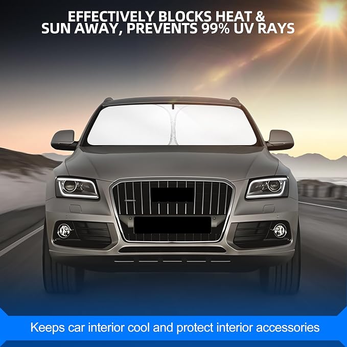 Windshield Sun Shade for Audi Q5 2009-2017 Foldable Sunshade Custom Fit Front - Image 7