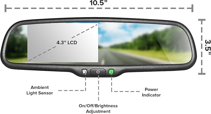Master Tailgaters 10.5" OEM Rear View Mirror - Image 2