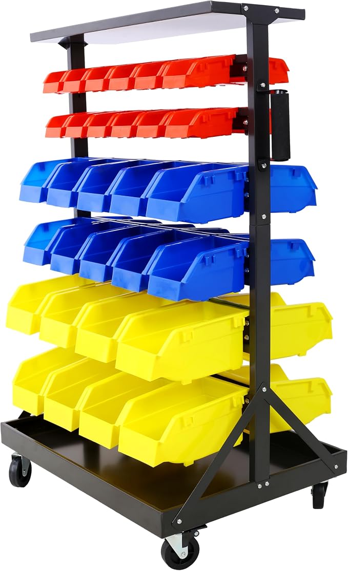 60 Parts Bin Rack Garage Storage Unit 6 Tiers System Steel Shelf - Image 8