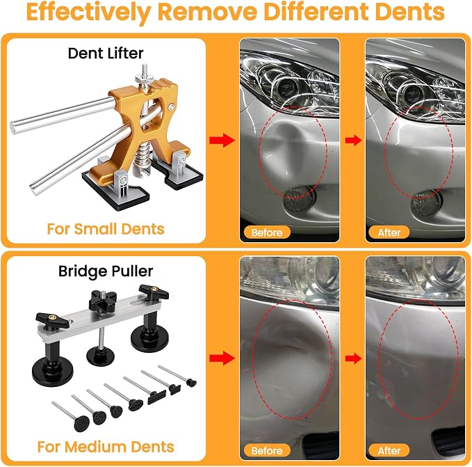 134PCS Dent Puller, Paintless Dent Removal Kit – All-in-One Car Dent Puller Kit - Image 7