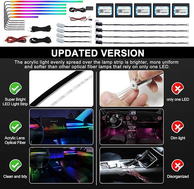 Dreamcolor Acrylic Interior Car LED Strip Light - Image 5