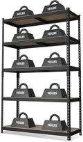 WORKPRO 5-Tier Steel Shelving Unit-Black, 35-3/10”W x 17-1/2”D x 72”H, by WORKPRO