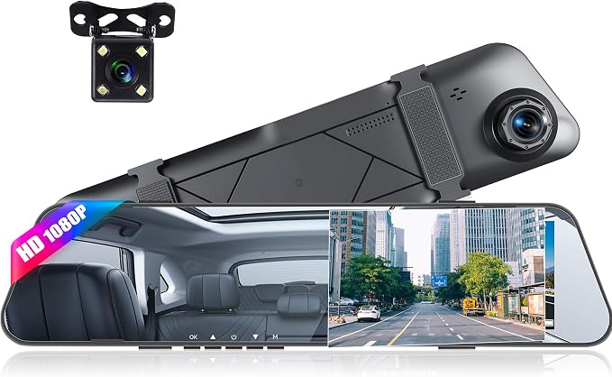 Mirror Dash Cam for Cars, 4.5 Inch Rear View Mirror 1080P Front and Rear View by AMprimeCarStereoRadio