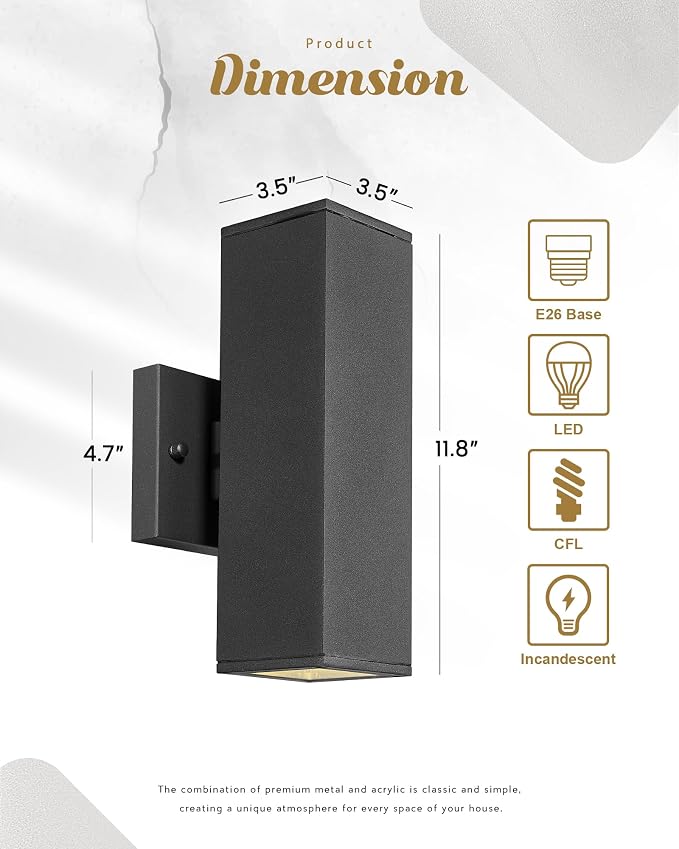 Ken & Ricky 2 Pack Dusk to Dawn Outdoor Lighting, Modern Exterior Lighting - Image 5