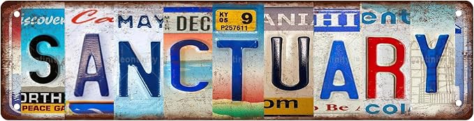 SANCTUARY Non-Embossed Vintage Metal Tin Street Sign Bar Cafe Garage Cave Home by Unknown