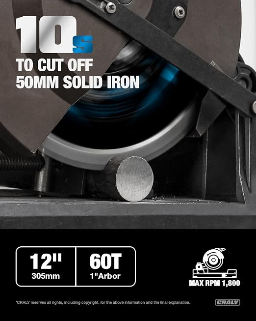 CRALY 12 Inch 60 Teeth Steel and Ferrous Metal Cutting Circular Saw Blade - Image 2