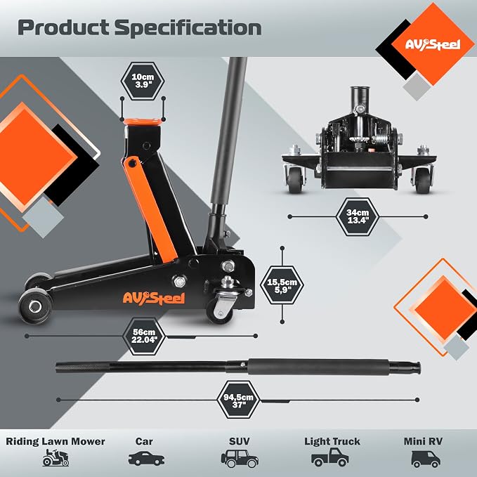 3 Ton Floor Jack, Heavy Duty Hydraulic Jack - Image 4