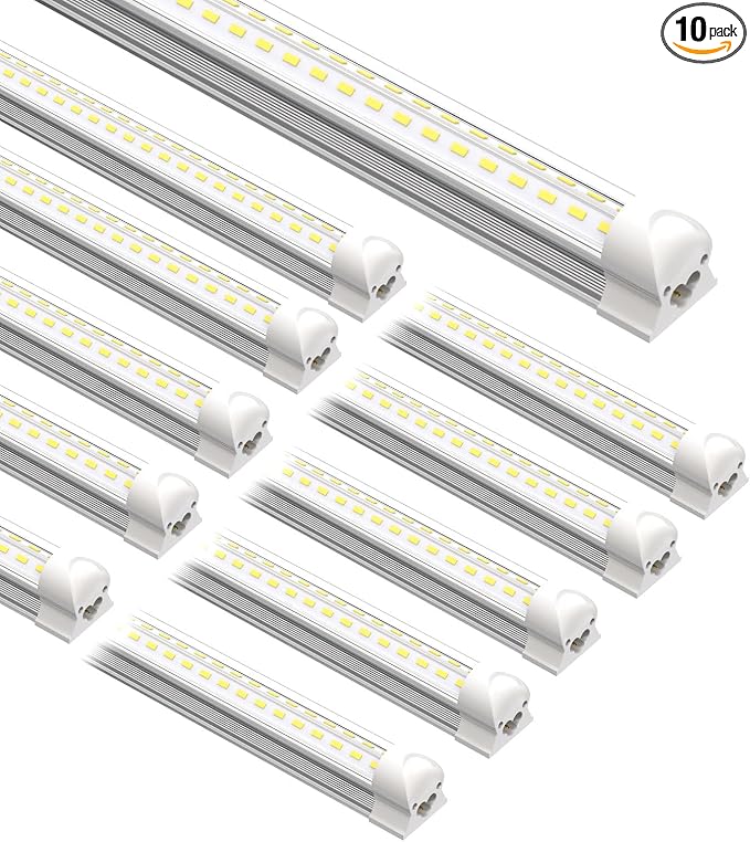 8FT LED Shop Light Fixture, 100W 15000LM 6500K, V Shape Linkable T8 Tube Lights by YAOJIN