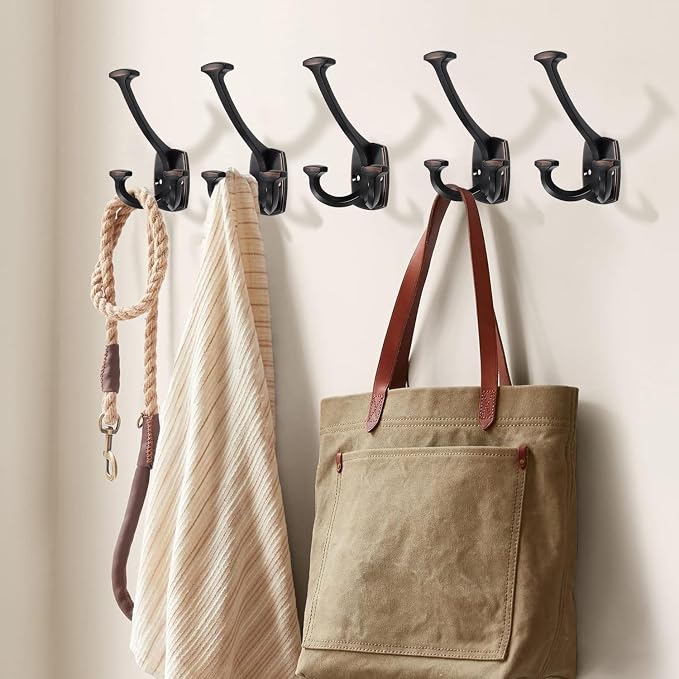 Large Wall Double-Sided Hook 5 Pack Oil Rubbed Bronze Hook Decorative Heavy - Image 5