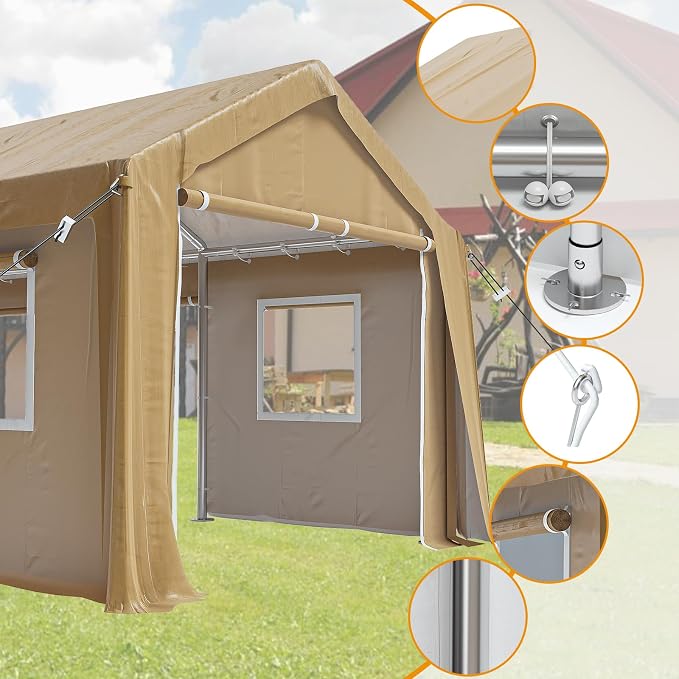 13x20ft Heavy Duty Carport Outdoor Canopy Portable Garage - Image 3