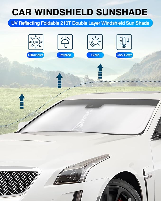 KUST Windshield Sun Shade for Cadillac CTS 2014-2019 Window Shade Sun Visor - Image 2