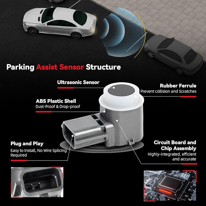 4pcs PDC Bumper Parking Aid Assist Sensors Backup Reverse Radar - Image 3