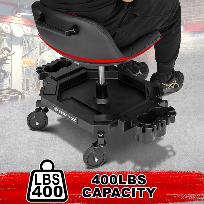 Rolling Stool with Wheels, Adjustable Height Pneumatic Garage Work Mechanic - Image 7