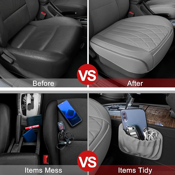 2 Pack Leather Front Car Seat Cover Bottom Car Seat, Universal Anti-Slip Driver - Image 5