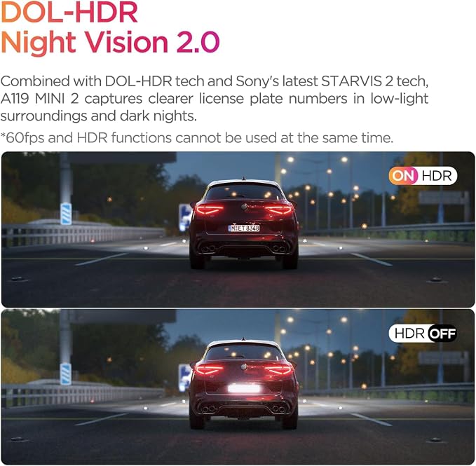 VIOFO Dash Cam A119 Mini 2, STARVIS 2 Sensor, 2K 60fps/HDR 30fps Voice Control - Image 3