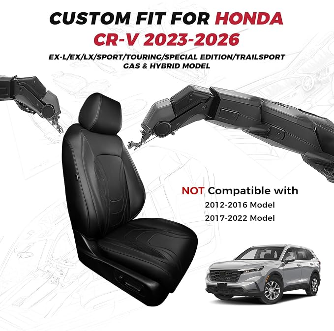FREESOO Seat Covers for Honda CRV, Custom Fit Seat Covers Full Set, CRV LX EX - Image 2