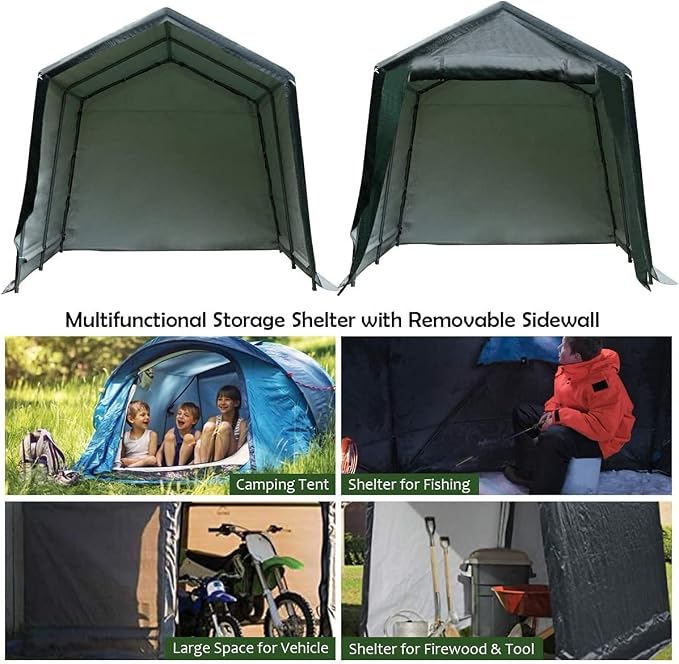 ERGOMASTER 10 Ft x 10 Ft Outdoor Carport Patio Storage Shelter Metal Frame and - Image 8