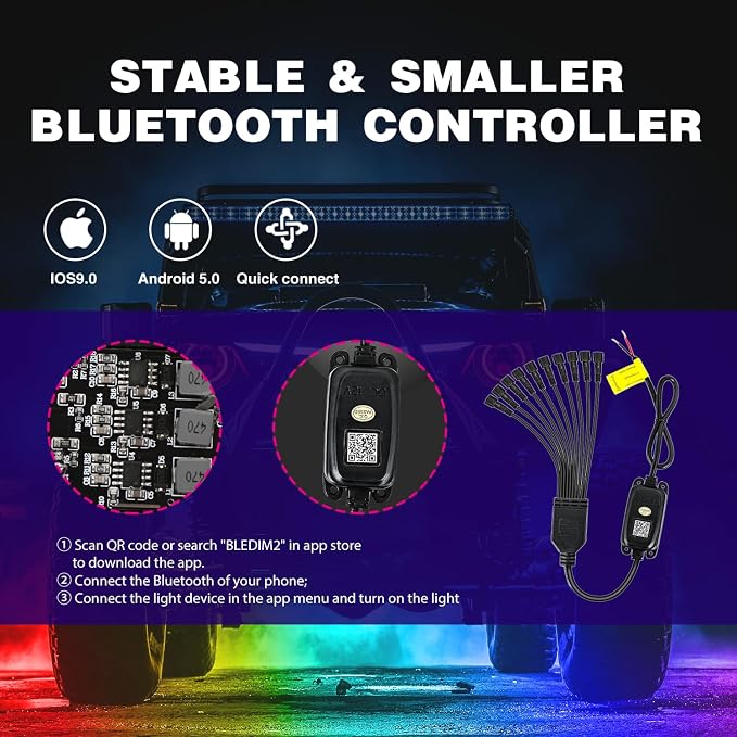 Nilight RGB LED Rock Lights Kit 10 Pods Underglow Multicolor Neon Pod - Image 3