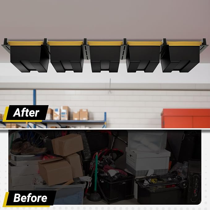5-bin Overhead Garage Storage Rack, Heavy Duty Ceiling Storage Racks, Powder - Image 8