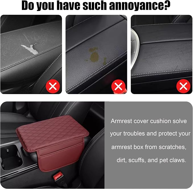 Car Center Console Cover, Upgraded Leather Armrest Seat Box Cover - Image 6