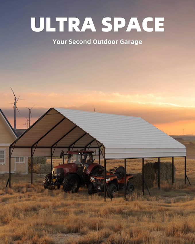 20'x25'x13' Metal Carport for 2 Cars, Extra Tall Car Port, Reinforced Frame and - Image 4